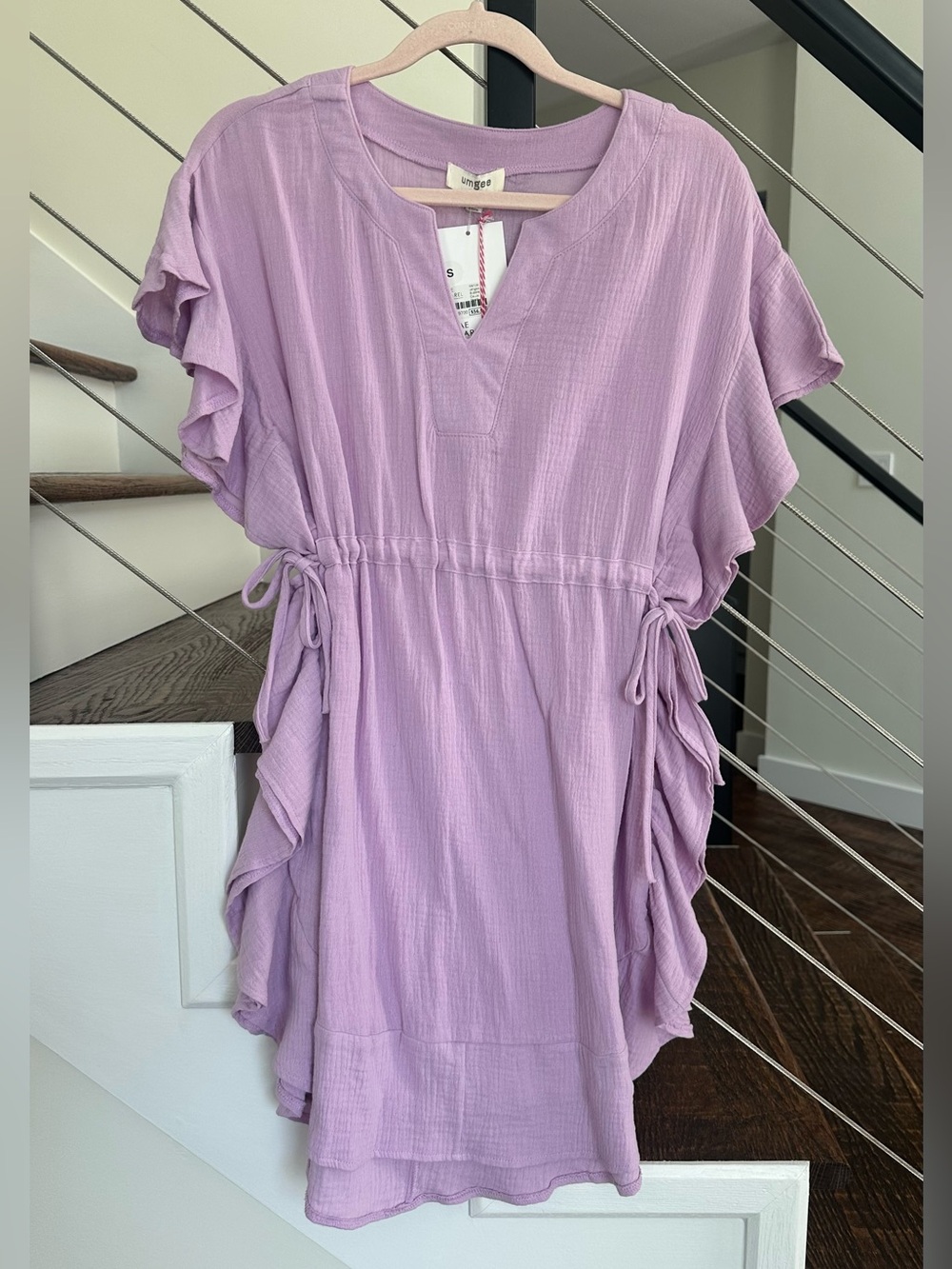 NWT Umgee Lavender Purple Ruffle Mini Dress Adjustable Waist | Size: Small